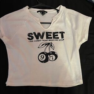 Forever 21 White Tee with Cherry Graphic